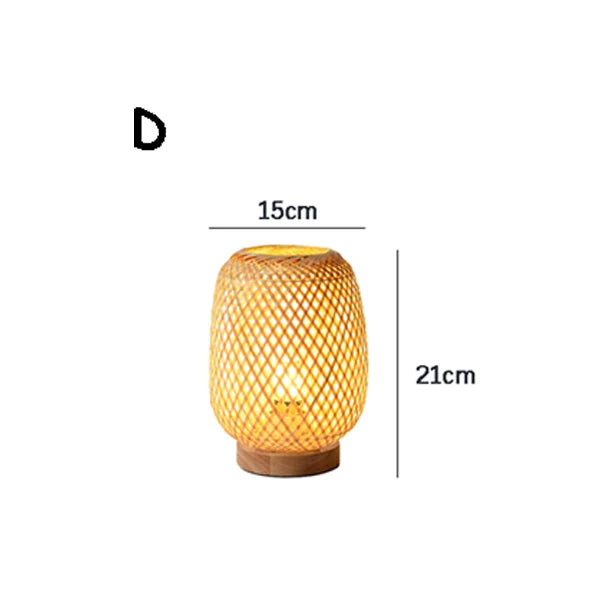 OUDELADI Vintage Bamboohandicraft Table Lamps Handmade bedroom bedside desk lights living room decor warm bamboo wood lamp